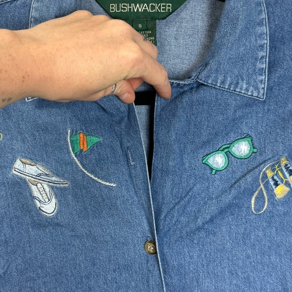 Vintage Denim Embroidered Button Down sz S - Picture 4 of 6
